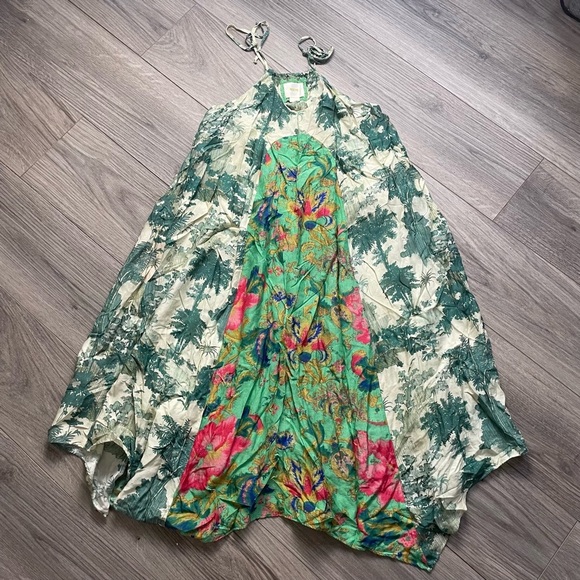 ANTHROPOLOGIE Maeve Long Green Santee Swing‎ Dress - Picture 1 of 9